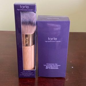 NEW tarte Amazonian Clay foundation with THE BUFFER brush